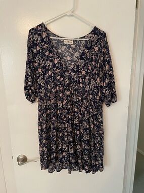 Natural Life navy floral dress size medium